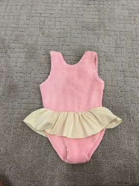 Pink Textured Baby/Toddler One-Piece with Cream Tutu